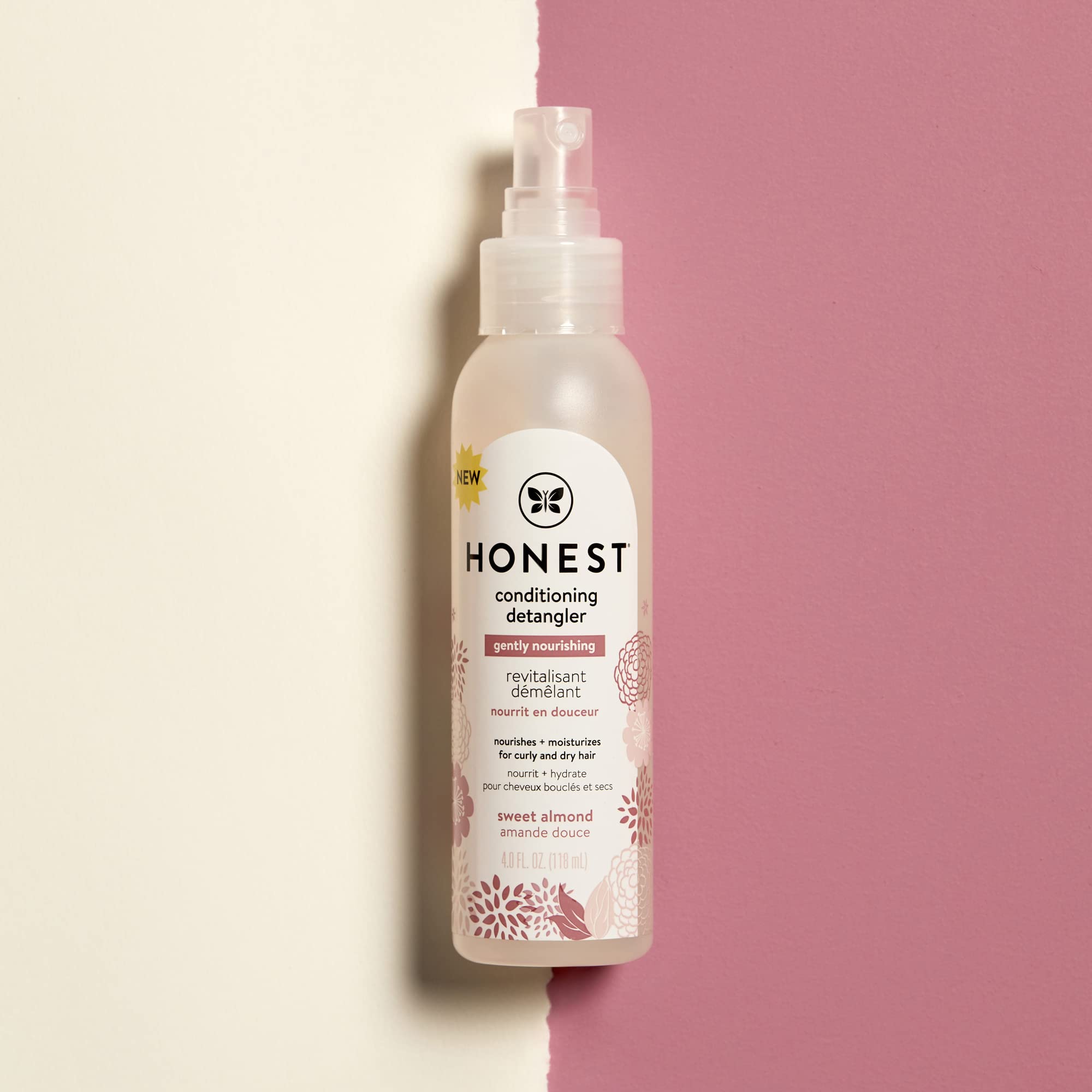 The Honest Company Conditioning Hair Detangler 3-Pack | Leave-in Conditioner + Fortifying Spray | Tear-free, Cruelty-Free, Hypoallergenic | Almond Nourishing, 4 fl oz each (pack of 3)