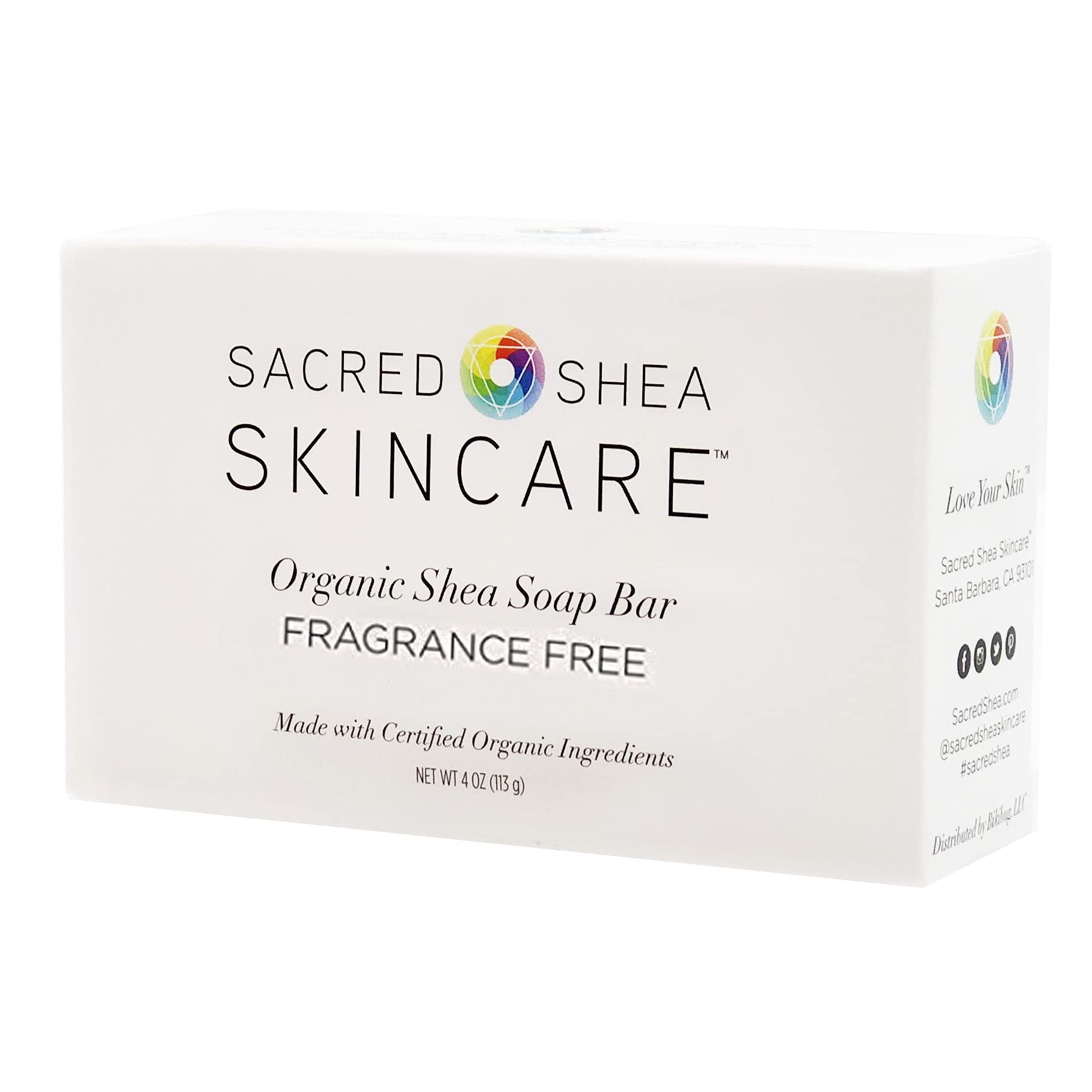 Sacred Shea Skincare Organic Fragrance-Free Shea Beauty Bar, Sensitive Skin Beauty Bar, Acne Treatment, Eczema Soap, Unscented (Fragrance Free), 4 oz