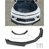 Replacement For 2016-Present Chevrolet Camaro SS 2019-Present LT LS RS Models | Second Generation Refresh Style Front Bumper Lip Splitter Fascia Extension (ABS Plastic - Matte Black)