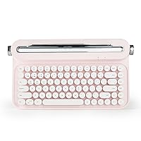 YUNZII ACTTO B305 Wireless Keyboard, Retro Bluetooth Aesthetic Typewriter Style Keyboard with Integrated Stand for Multi-Device (B305, Baby Pink)