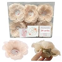 Pack of 24 - Luxurious Fabric Flower Truffle Wrappers with Pearls| Wedding Favors | Mini Dessert Cups| Brigadeiro Forminhas Para Brigadeiro | brigadeiros liners | Truffle Packaging