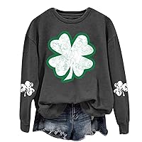 Womens Fall Tops St. Patrick's Day Long Sleeve Holiday Blouse Tunic Tops Casual Clover Graphic Crew Neck Shirts