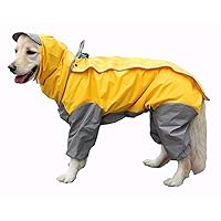 GabeFish 9 Colors Optional, 10 Sizes, Waterproof 4 Legs Pets Raincoat for Small Medium Large Dogs