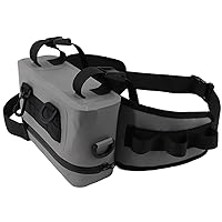 Fishing Fanny Pack Large Capacity Waterproof Fishing Bag with Fishing Rod Holder and Adjustable Strap Zipper Closure Fishing Waist Pack with 2 D-Shape Buckle for Men Women Fly Fishing, Kayaking Grey