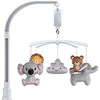 FEISIKE Baby Mobile for Crib with 3 Modes Digital Musical Box,Volume Control,12 Lullabies,Animal Nursery Crib Toys for Newborn Ages 0 and Older,23 Inches Baby Mobile Arm Clip on