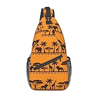 African Animals Sling Bag Crossbody Backpack Sling Backpack Shoulder Bag For Women Men Cycling Hiking Travel