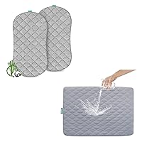 Bassinet Mattress Pad Cover, 2 Pack, Universal Fit, Grey & Pack and Play Mattress Pad/Protector Fits for Graco & Baby Trend & Dream On Me & Pamo Babe, Playard Sheets 39