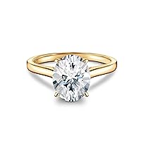 ISAAC WOLF Lab Created 10k Solid Gold 3 Carat Oval Cut VVS1 Genuine Moissanite Diamond Solitaire Wedding Ring in White, Yellow or Rose GOLD