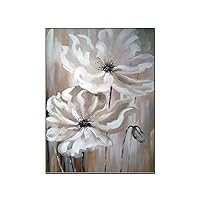 White Flower on Wood Panel Wall Art Farmhouse Decorative Bathroom Wall Art Floral Oil Painting Canvas Wall Art Prints for Wall Decor Room Decor Bedroom Decor Gifts Posters 24x32inch(60x80cm) Unframe