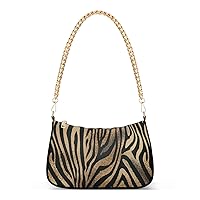 ALAZA Brown Zebra Print Animal Shoulder Bag Purse for Women Tote Handbag with Zipper Closure