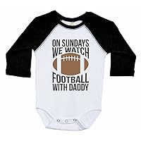 Football Baby Long Sleeve Raglan Onesie/SUNDAYS, FOOTBALL WITH DADDY/Unisex