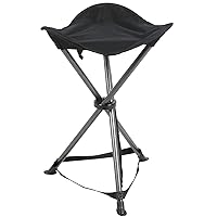 PORTAL Compact Folding Tripod Stool, Portable Tripod Chair 3 Legs for Camping Outdoor Hiking Hunting Fishing Picnic Travel Beach BBQ Garden Lawn, Supports 225 lbs, Black