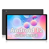 YUMKEM 10 inch Android Tablet,Upgraded Android 12 Tablet,Octa-Core Processor with 6GB RAM 128GB ROM, 1TB Expand,Dual 13MP+5MP Camera, WiFi, Bluetooth, GPS,(Black)