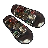 Games Dice Set Print Furry Slipper For Women Men Winter Fuzzy Slippers Soft Warm House Slippers For Indoor Outdoor Gift Large
