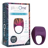 plusOne Vibrating Penis Ring - Male Intimate Wellness Toy with 5 Vibration Modes, Flexible Body-Safe Silicone, Waterproof & Rechargeable, Purple
