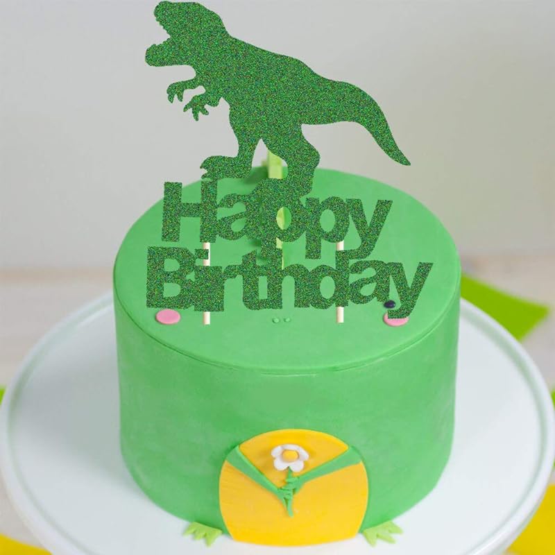 Mua Dinosaur Cake Topper Green Glitter T-Rex Happy Birthday Party ...