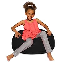 Posh Creations Bean Bag Chair for Kids, Teens, and Adults Includes Removable and Machine Washable Cover, Solid Black, 27in - Medium
