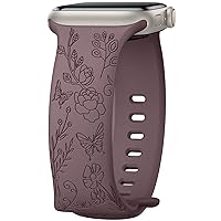 Higgs Flower Engraved Strap Compatible with Apple Watch Strap 44mm 45mm 49mm 41mm 40mm 38mm Women Men Soft Silicone Sport Campanula Straps for iWatch Series Ultra 8 SE 7 6 5 4 3 2 1