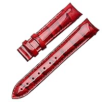 Genuine Leather watchband for Tissot T035/T035210A Wristband Women Curved end Straps 18mm Fashion Bracelet (Color : Red no Clasp, Size : 18mm)