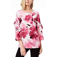 Alfani Womens Ruffle Sleeve Pullover Blouse