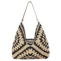 Straw Hobo Bags for Women Summer Beach Tote Purse Crochet Hobo Shoulder Everything Holiday Work Everyday Handbag