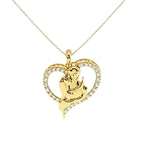 VVS Gems Girl & Boy Pendant in 18K Gold with Round Cut Natural Diamond (0.28 ct) | White/Yellow/Rose Gold Chain Romantic Hug Necklace for Women (IJ-SI)