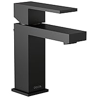 Delta Faucet Modern Single Hole Bathroom Faucet, Black Single Handle Bathroom Faucet, Bathroom Sink Faucet, 1.0 GPM, Drain Assembly, Matte Black 567LF-BLGPM-PP