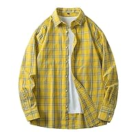 Men Shirt Plaid% Cotton Flannel Long Sleeve Plus Size Loose Autumn Street Casual Oversized Male Soft Dress