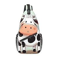 Cute Cow Polka Dot Cross Chest Bag Diagonally Crossbody Shoulder Bag Travel Backpack Sling Bag for Women Men