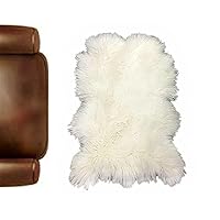 Thick Soft Sheepskin Pelt Rug - Shaggy Luxury Fur - 100% Animal Friendly Faux Fur - Easy Care - Fur Accents - USA (3'x5', White)