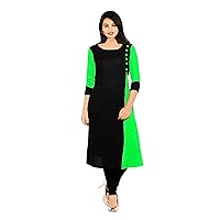 Women's Long Dress Wedding Wear Nice Casual Tunic Indian Girl's Frcok Suit Black & Green
