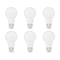 Amazon Basics 60W Equivalent, Soft White, Dimmable, 10,000 Hour Lifetime, A19 LED Light Bulb , 6-Pack