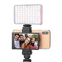 Newmowa Pink Rechargeable Selfie Light with Smart Light Sensor & Phone Vlog Selfie Monitor Screen for Phone Rear Camera