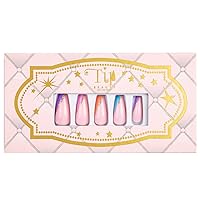 Tinkie Winkie Aysemetrical French Manicure Coffin |28 Faux Nails & Specialized Nail Glue|Quick Drying Professional Quality Glue On Fake Nail Kit | Faux Nails for Women,(Coffin Collections)