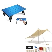 Portable Camping Side Table Beach Tent Sun Shelter with 2 Stability Poles（Khaki）