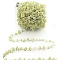 LKBEADS 36 inch long gem green quartz 3-5mm uncut chips shape rough cut beads wire wrapped silver plated rosary chain for jewelry making/DIY jewelry crafts #Code - ROS-0499