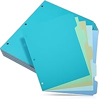 250 Dividers Blank Writing on Binder Dividers 3 Hole Punch Dividers 1/5 Cut Tabs Heavyweight Letter Size Ring Binder Dividers 50 Sets for Project Class Presentation(Forest Green)