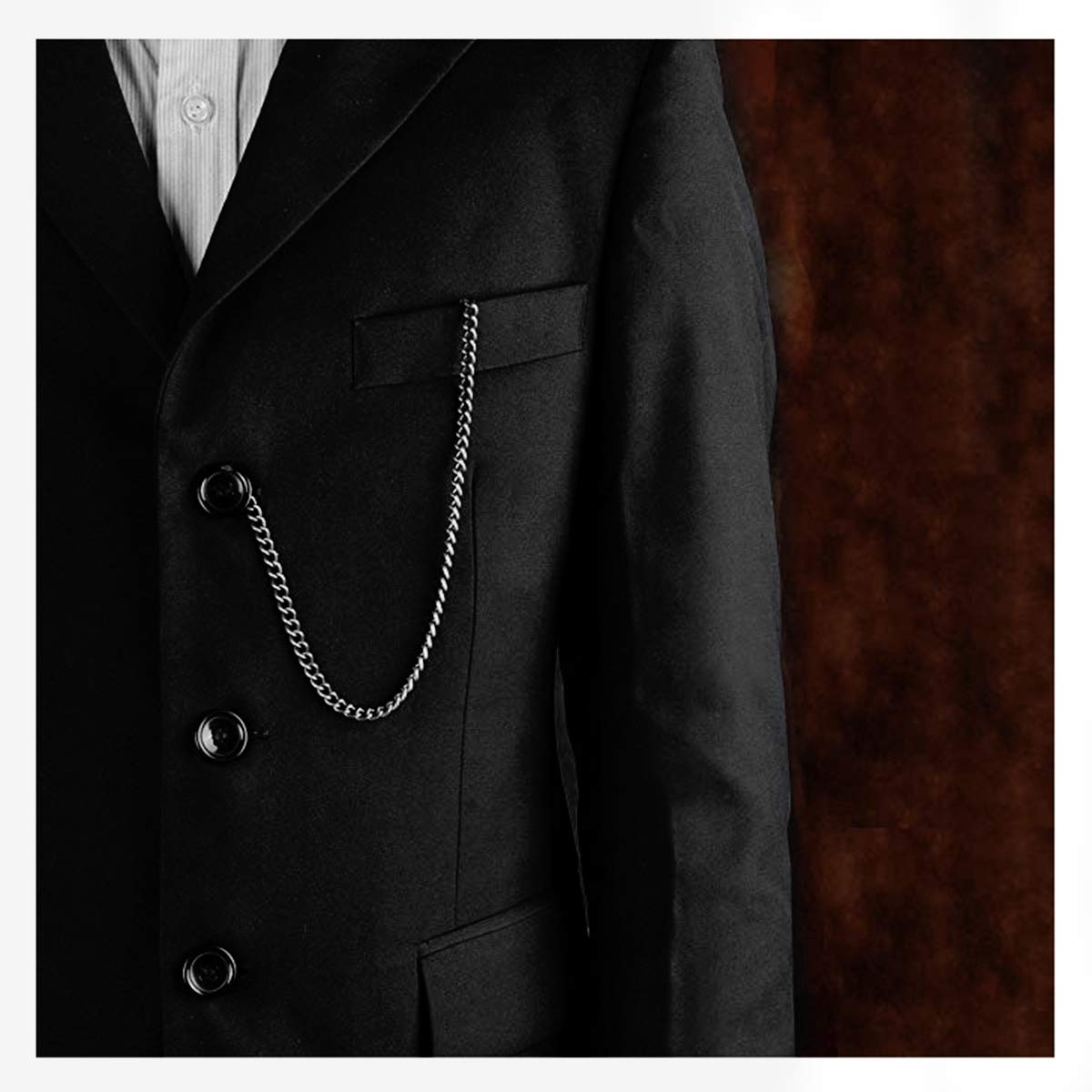 CHICTRY T-bar Pocket Watch Chain Vintage Chrome-Plated Vest Waistcoat Albert Pocket Chain Link with Lobster Clasps