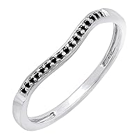 Dazzlingrock Collection Round Gemstone or Diamond Enhancer Guard Curved Style Stackable Wedding Band for Women (0.10 ctw, Clarity I2-I3) in 925 Sterling Silver