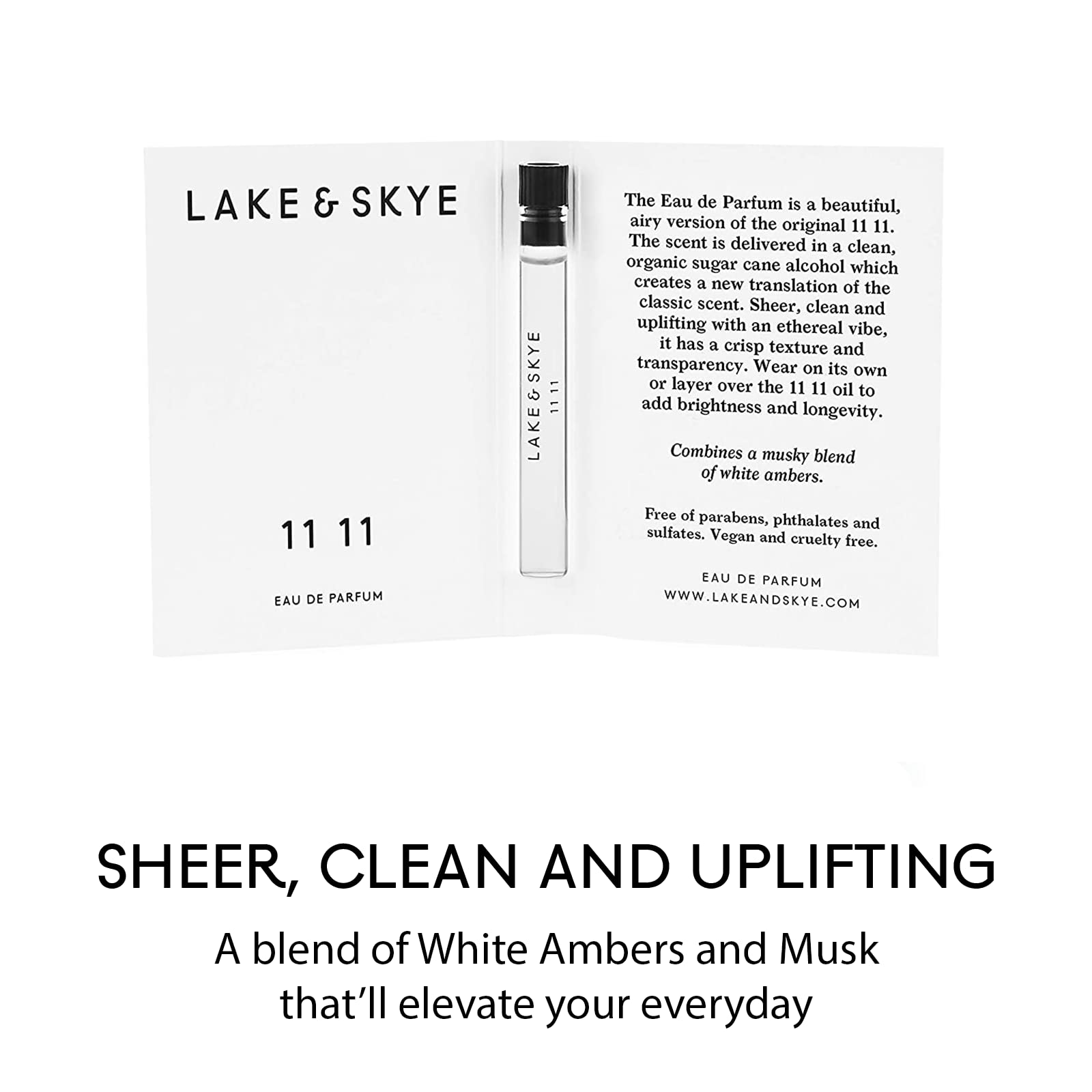 Lake & Skye 11 11 Eau de Parfum Spray, 0.04 fl oz (1.2 ml) - Clean, Sheer, Uplifting