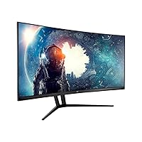 Monoprice 35 Inch Zero-G Curved Ultrawide Gaming Monitor V2-1800R, 21:9, 3440x1440p, UWQHD, 120Hz, AMD FreeSync, 4ms, HDMI, DisplayPort, VA,Black