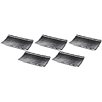 Set of 5 Silver Color Black Wood Grain Pottery Plates [8.2 x 5.0 x 1.2 inches (20.8 x 12.8 x 3 cm) | Baking Plates