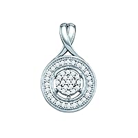 10k White Gold Diamond Circle Necklace Pendant 1/6 Ctw.