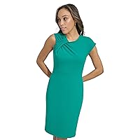 Calvin Klein Women's Short Sheath with Knot Bodice Detail and Flutter Sleeve