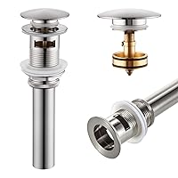 KOKOSIRI Bathroom Sink Drain with Detachable Hair Catcher, Brushed Nickel Pop Up Sink Drain with Strainer Basket Anti Clogging for Vanity Vessel Sink with Overflow, C1001BR