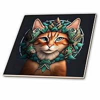 3dRose State Cat with White Pine Maine State Tattoo Art - Tiles (ct-384701-6)