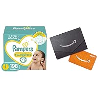 Baby Diapers Newborn/Size 1 (8-14 lb), 198 Count Swaddlers, ONE Month Supply (Packaging May Vary) x2 and Amazon.com Gift Card in a Mini Envelope