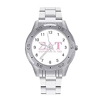 Sigma Delta Tau Men's Business Watch Fashion Stainless Steel Wristwatches Custom Easy Read Watches for Women