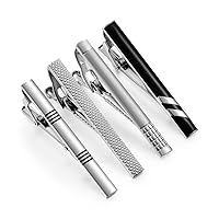 Men's Classic Business Tie Clip Set Creative Silver Fashion Tie Clip Black Men