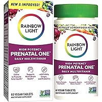 High-Potency Prenatal One Multivitamin, Prenatal Health Multivitamin Supports Mom's Health and Baby's Development, With Vitamin C, Vegan, 60 Count